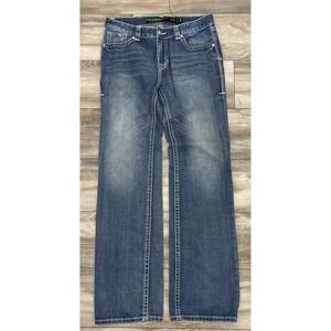 Rock & Roll Pistol Straight Jeans Men 32x36 Dark Whiskers Cowboy Western